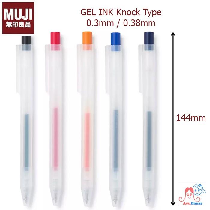 Muji 0.3 / 0.38mm Smooth Gel Ink BallPoint color Pen Knock Type - pulpen 0,3 / 0,38