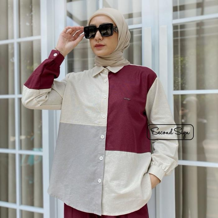 Helgha Shirt Cream Maroon
