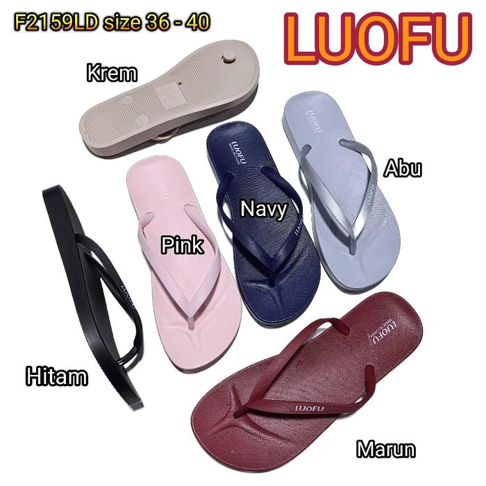 LUOFU F2159LD ORIGINAL jelly sandal karet empuk murah wanita jepit sendal cewek japit slipper import