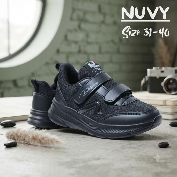 Sepatu Sekolah Anak Velcro Hitam