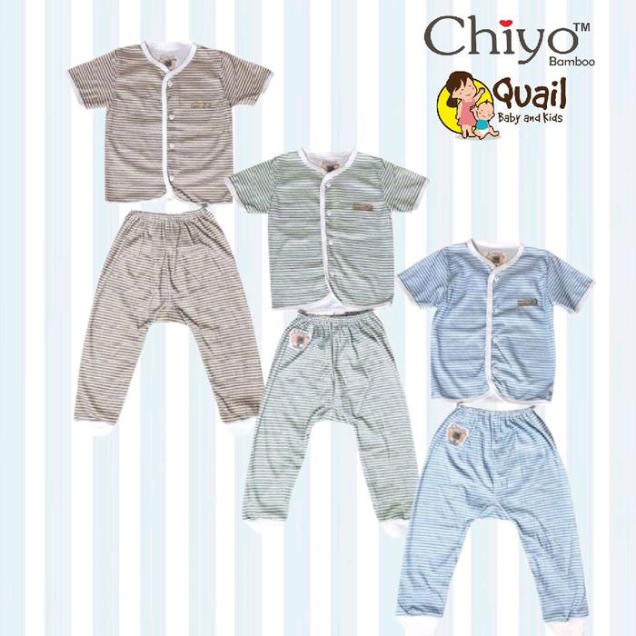 CHIYO SETELAN BAJU PENDEK + CELANA PANJANG KANCING DEPAN  UKURAN M ( USIA 6 - 9 BULAN ) Quail Baby S