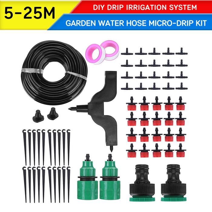 DIY Drip Irrigation System Automatic Watering 5-25M Plants Garden