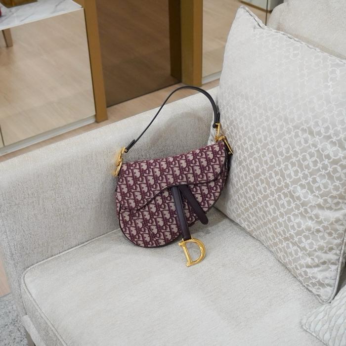 Dior saddle medium oblique jacquard red GHW 2018 GARANSI AUTHENTIC 100%
