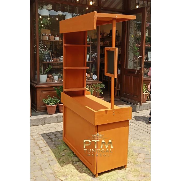 TERBARU!!! booth lipat portable atap/ gerobak jualan/bongkar pasang/ booth kayu/ meja lipat murah, b