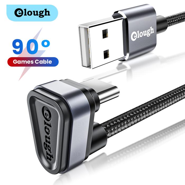 Elough USB Type C Cable For Samsung S9 S10 Xiaomi Redmi Huawei Note 7 90 Degree Elbow Data Games Cha
