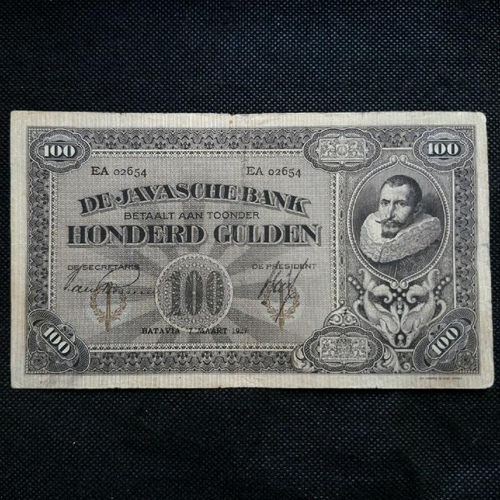 Uang Kertas 100 Gulden JP Coen ttd Van Rossem Tahun 1927 - EA 02654