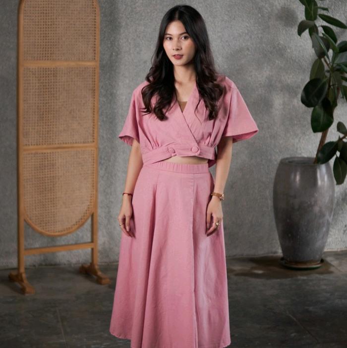 Yeji Skirt Pink dan Hitam (Rok Yeji All size)
