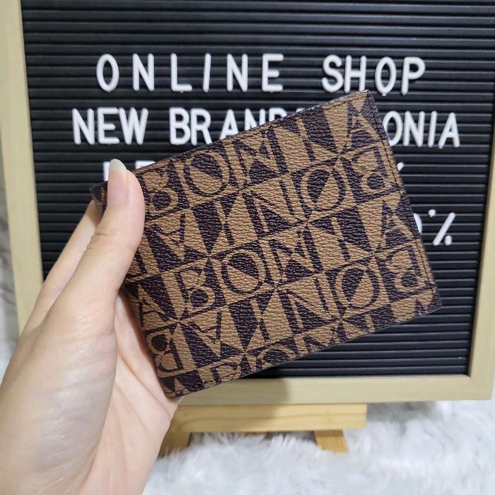 dompet lipat cowok bonia original wallet monogram coklat