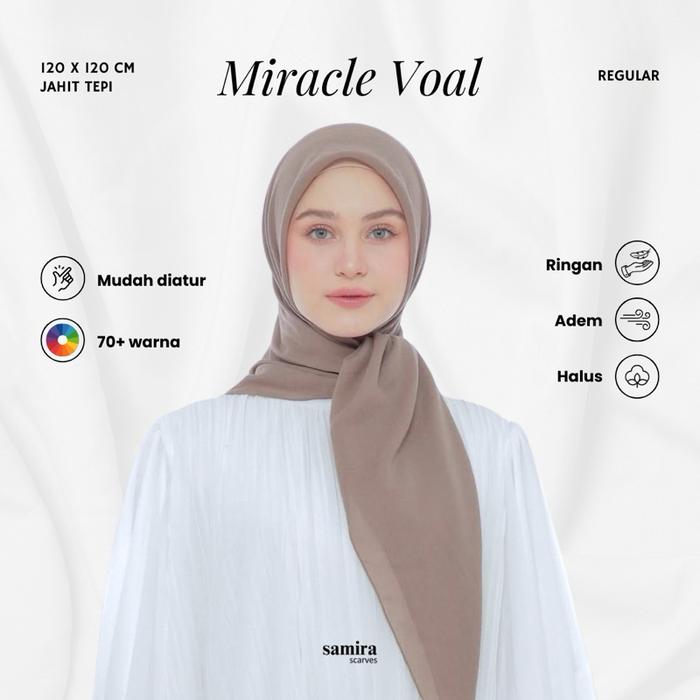 Samira - Miracle Voal 120 x 120 cm | Hijab Segi Empat Voal Premium