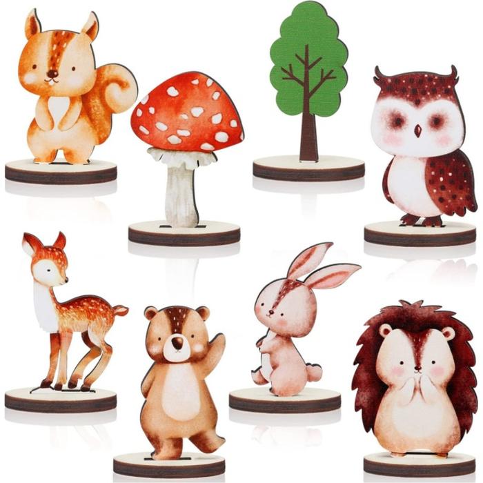 16 Pcs Woodland Animals Wood Table Centerpieces Forest Animals Cutout Shapes Creatures Table Topper 