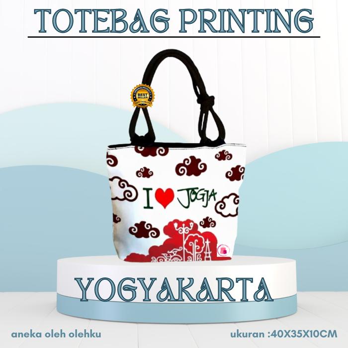 Tas totebag kanvas souvenir yogyakarta resleting oleh oleh malioboro