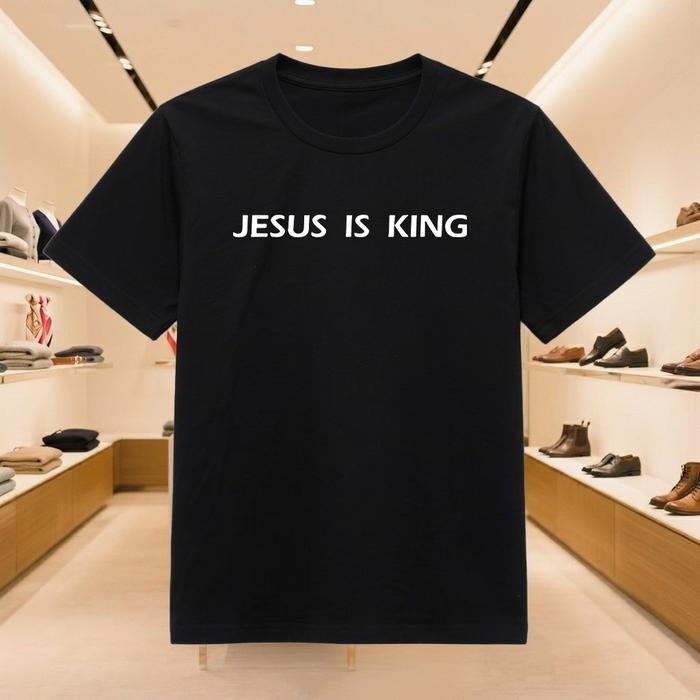 Kaos Jesus Is King Aesthetic Kanye Style Baju Atasan Hitam Putih Kekinian Streetwear Simple Keren Ad
