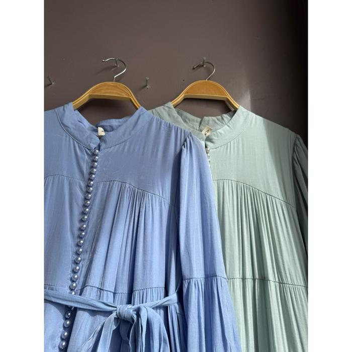 New Zia Maxi, Kancing Seribu, Gamis Bangkok, Gamis Putih, White Maxi, Dress Katun Bordir, Gamis Eyel