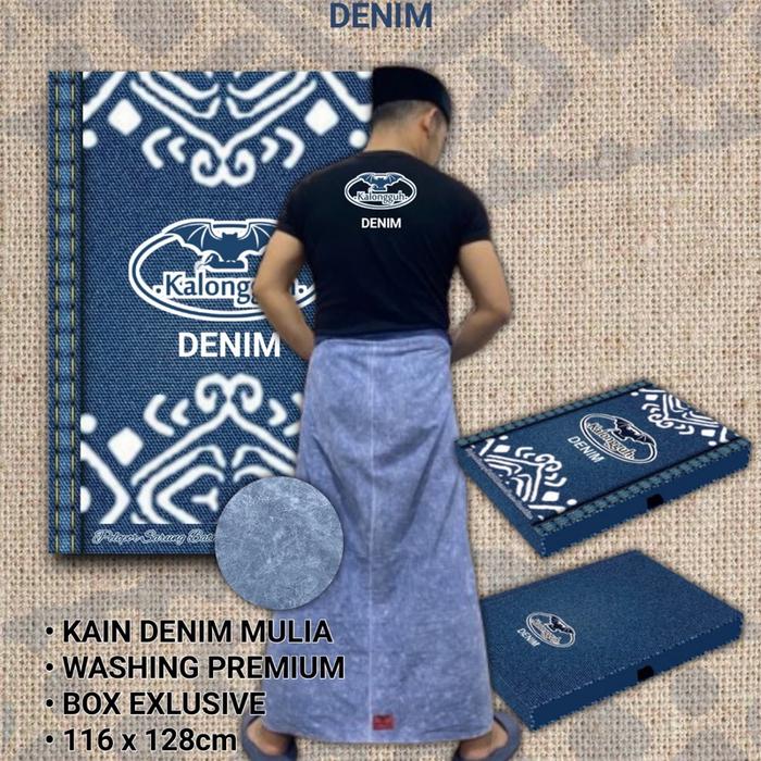 SARUNG JEANS / KALONGGUH DENIM / SARUNG KALONGGUH / SARUNG TERKINI Biru Hitam Motif Kombinasi Muslim