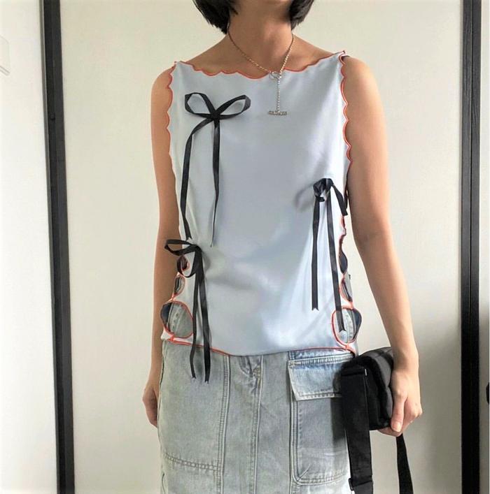 TANGAN WHIM Bow Top Powder Blue