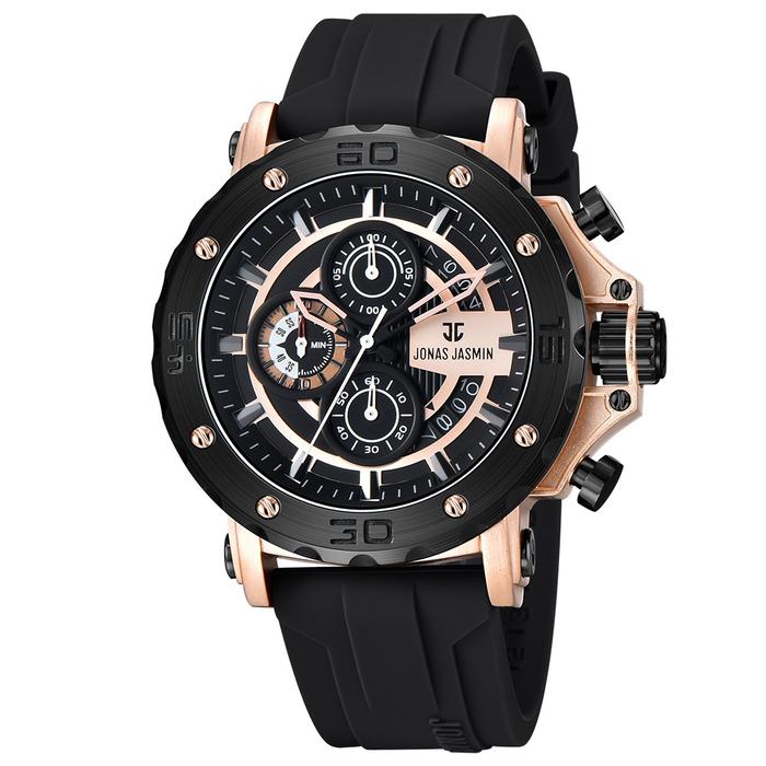 jam tangan pria Jonas Jasmin jj 5361 mc original chronograph date super metal silicone strap fashion