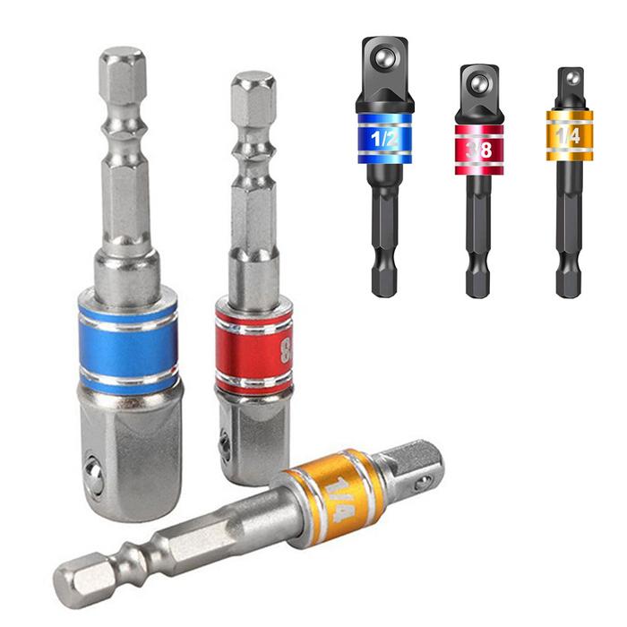 3 Pcs Drill Socket Adapter Impact Drill Extension Drill Bits Bar