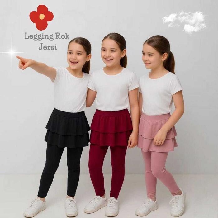 Legging Anak Perempuan Rok Ruffle / Celana Panjang Rok Tumpuk Modis Usia 3-12 thn Termurah