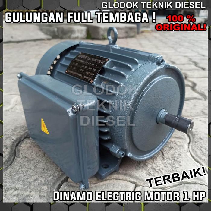 Dinamo Electric Motor 1 HP 1 Phase 1400 RPM Gulungan Full Tembaga TERBAIK ORIGINAL