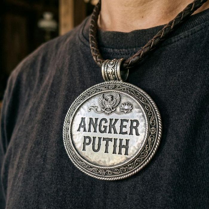 Angker Putih Kalung Pria dengan Desain Elegan dan Detail Ukiran yang Menawan