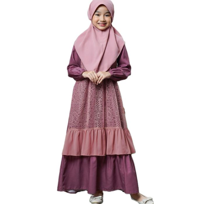 ￼Nibras Rayya Series RAIA BLUSH ROSE Bahan Dobby RAIA mix Lace & Baby Doll Nyaman Baju Couple Keluar