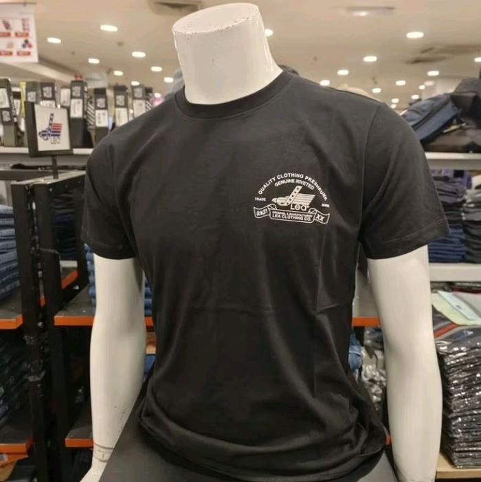 KAOS PRIA PENDEK LEA JEANS WARNA HITAM SLIMFIT