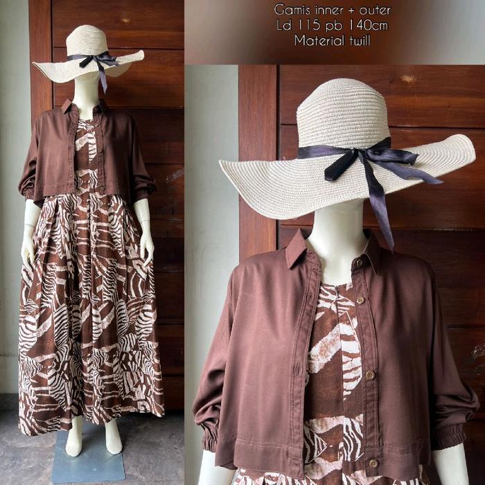 GAMIS INER AUTER BY SA BAHAN TWILL Dress Wanita Panjang Katun Rayon