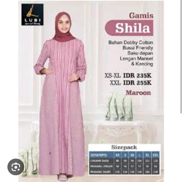 Lubi gamis shila maroon_gamis dewasa casual