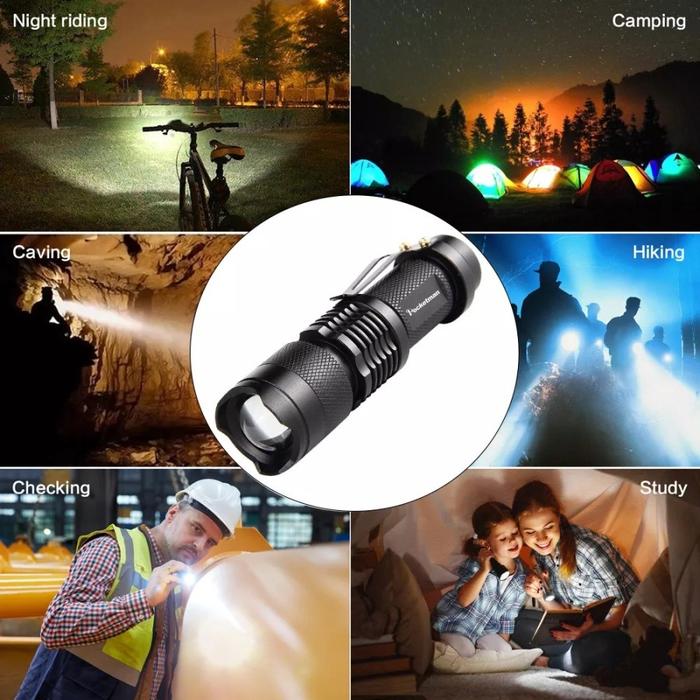 Paket Senter Police Pocketman Senter LED Flashlight Baterai + Charger