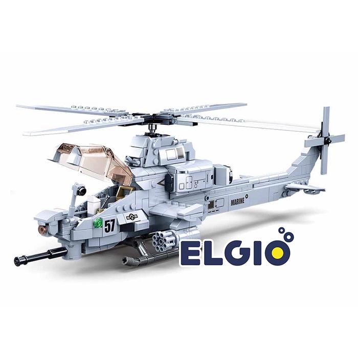 Sluban Bricks Helikopter Perang Tempur Attack Helicopter M38 B0838
