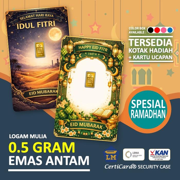 LM Logam Mulia Emas Antam 0.5 gram 0,5 gr Ramadhan Lebaran Idul Fitri