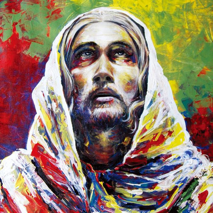 Poster Lukisan Rohani Wajah Yesus Reproduksi Digital pada Kertas Ivory 32 x47cm