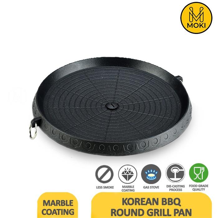 MOKI Korean Yakiniku BBQ Grill Pan / Panci Pemanggang BBQ Marble Coating