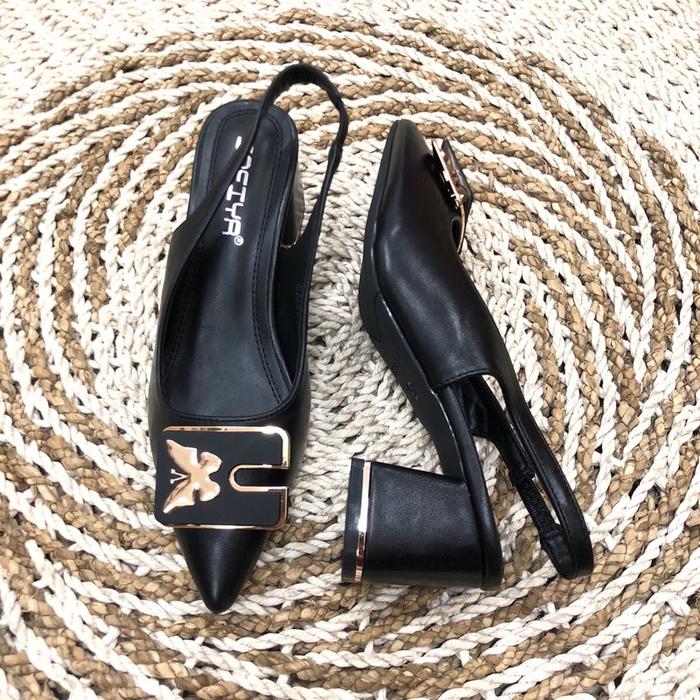Hels sofiya Wanita Hitam Heels Shoes import