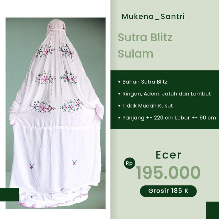 REAL PICT BISA COD PILIH WARNA mukena santri terusan lajuran sutra blitz sutera bliz blis sulam hand