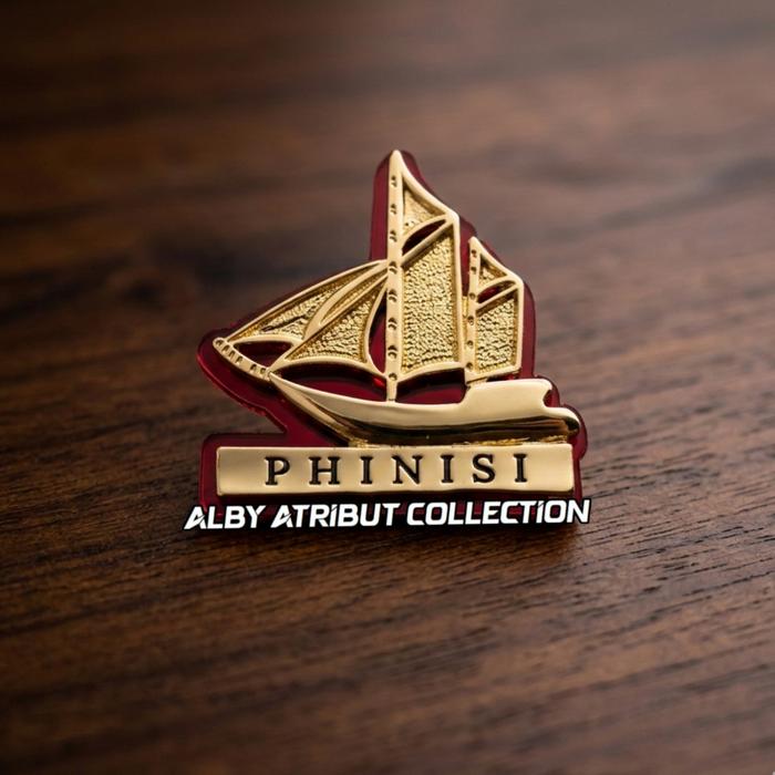 Pin Phinisi Magnet paku Logam Cor Logo 3D Electro Gold Plate Akrilik Merah