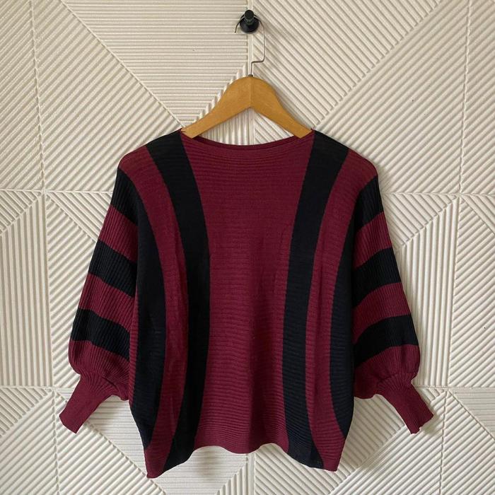 Euphoria Mall - Shabhira Atasan Rajut Batwing Garis Blouse Oversize Wanita Atasan Wanita Jumbo Big S