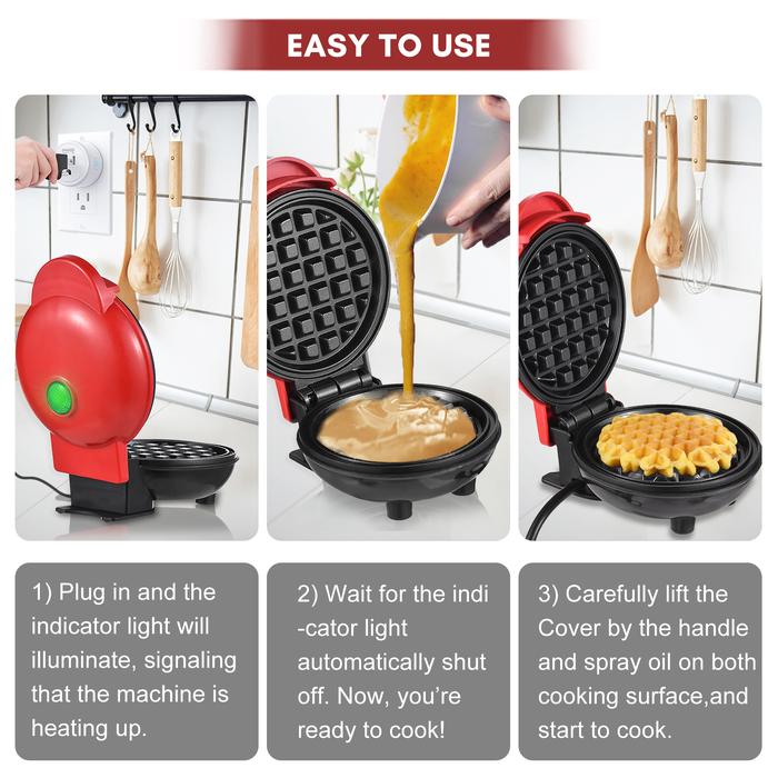 Pembuat Wafel Listrik Mini Mesin Wafel Sarapan Oven Kue Telur