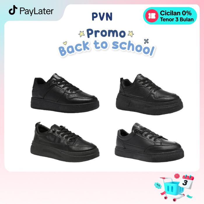PVN Heejin Back to School Sepatu Sekolah Hitam Classic Sneakers Black 332