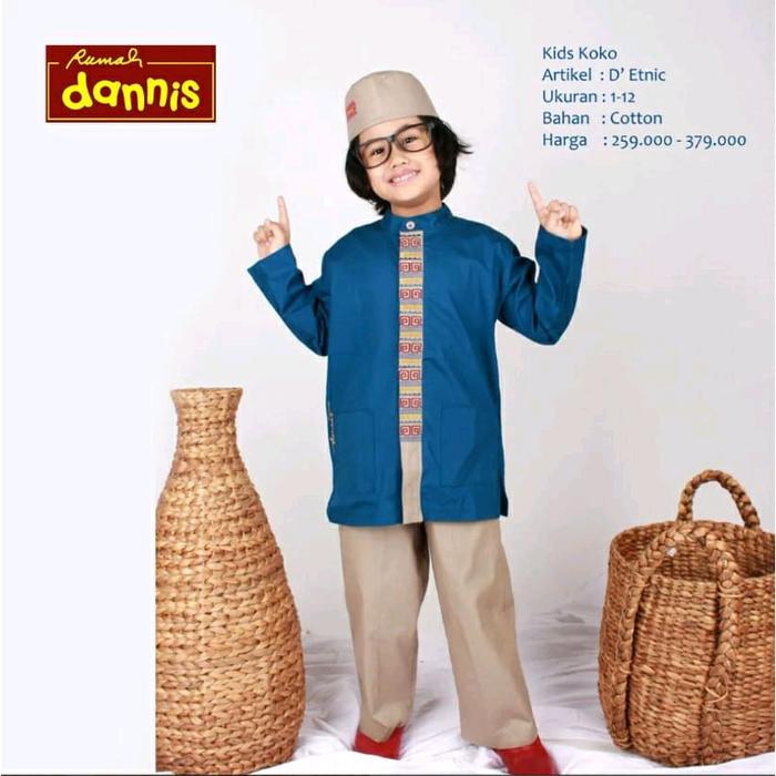 Rumah Dannis TA D'Ethnic Nautikal Biru Setelan Koko Anak Dannis Satu Set Bahan Cotton Ukuran 1-12
