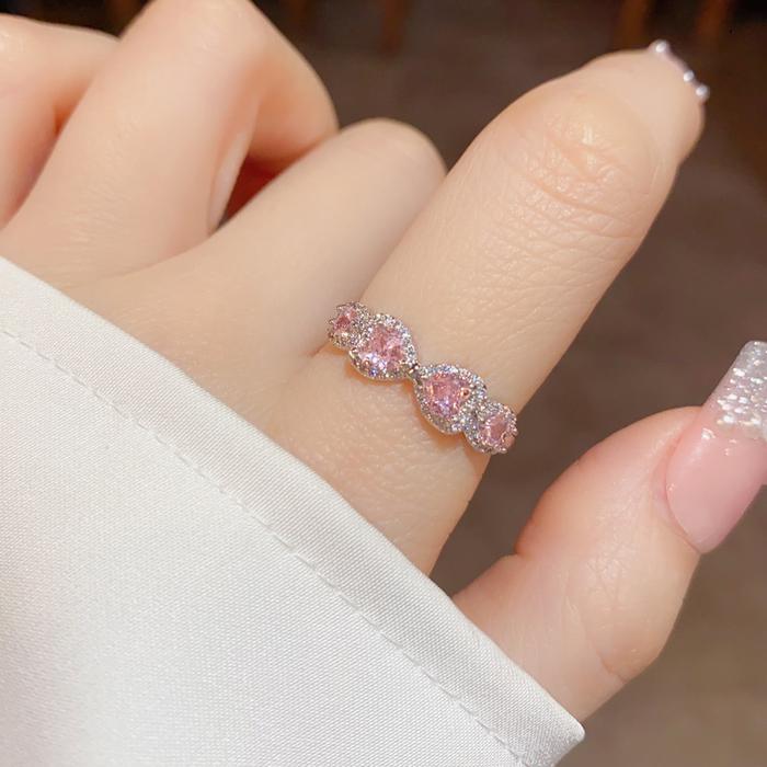EAR PARTNER-Cincin terbuka dengan batu zirkon micro-inlay dan berlian zamrud yang menonjolkan gaya p