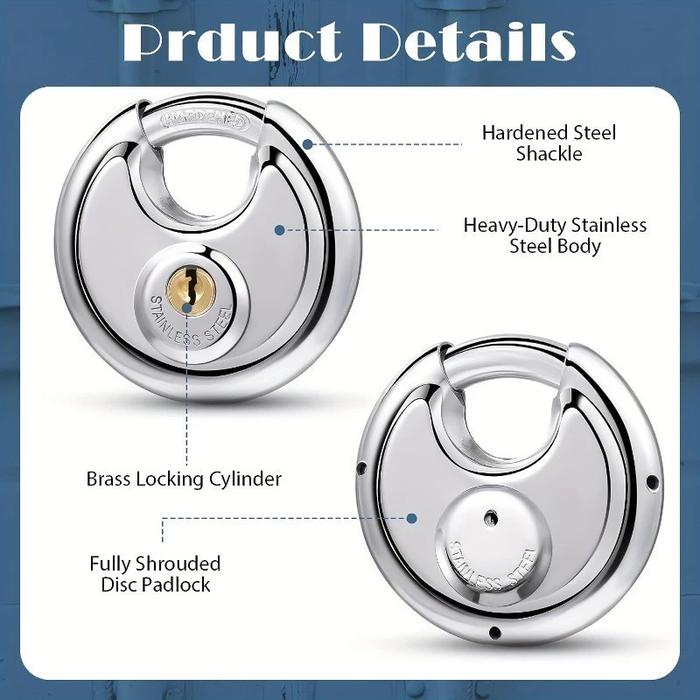 Gembok Bulat Padlock Stainless 70 Mm - Gembok Cakram 70mm - 70mm Kunci Gembok Bulat Anti Maling