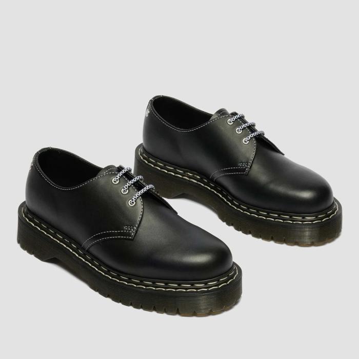 DR. MARTENS 1461 WDS (White Double Stitch) BEX BLACK SENDAL LEATHER ORIGINAL BNIB