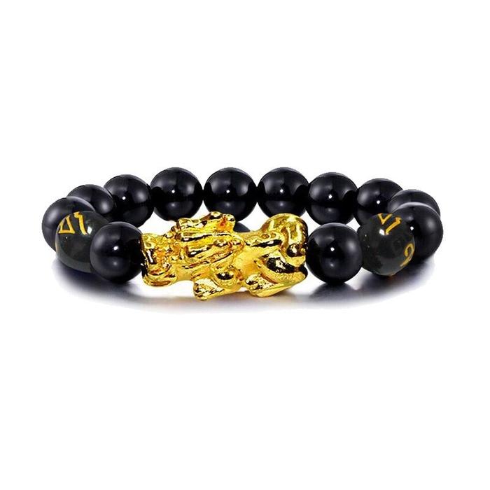 OLEVS Gelang Pria Fashion Manik Manik Hitam Gelang Aesthetic Korea