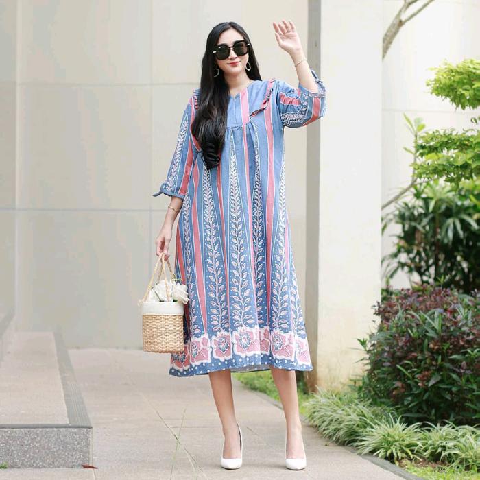 Dress Rosa / Daster Rosa Bahan katun TRR Tebal Adem di pake Busui Cantik Samping Santai Putih Panjan