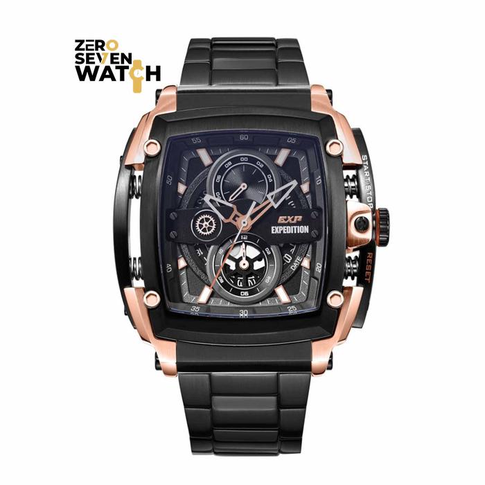 [Best Seller] Jam Tangan Pria Expedition EXP 3008 E 3008 Black Rosegold Original