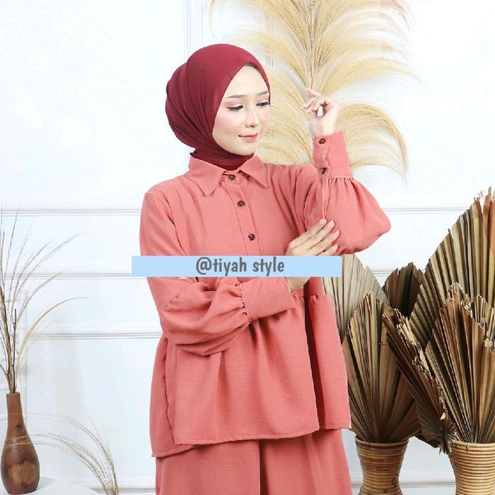 One set intan lovelly crinkle air flow premium Atasan Nyaman