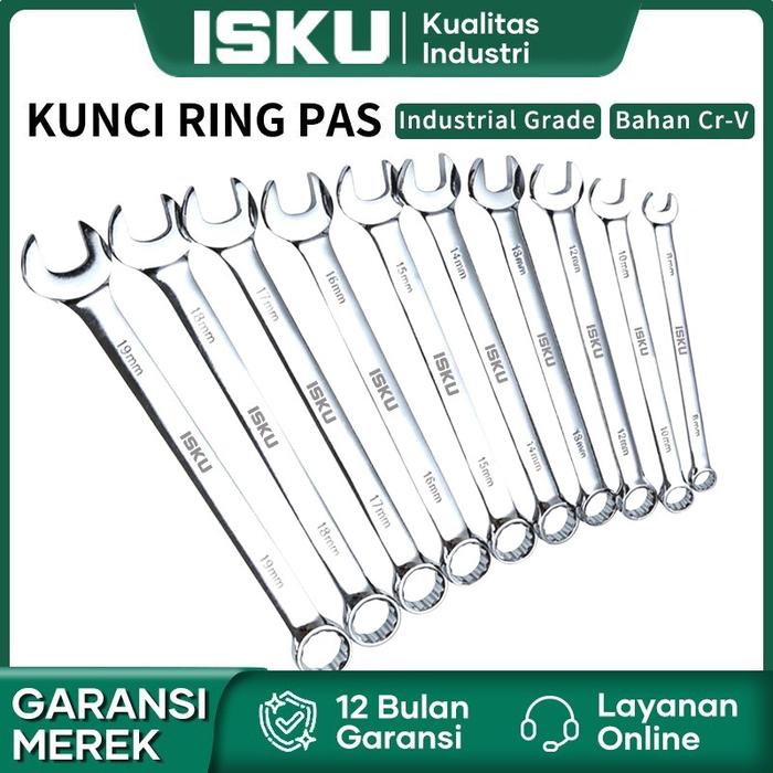 Isku Kunci Ring Pas Set 8-24mm Kunci Ring Pas Tool Superman Kunci Pas Set Kunci Ring Pas Bolak Balik