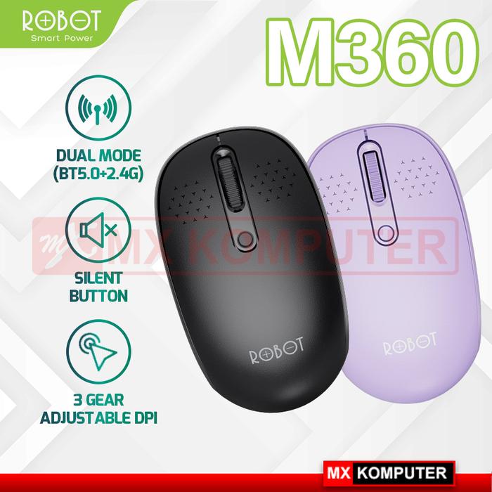 ROBOT Mouse USB 2.4G Wireless & Bluetooth 5.0 Dual Mode ROBOT M360