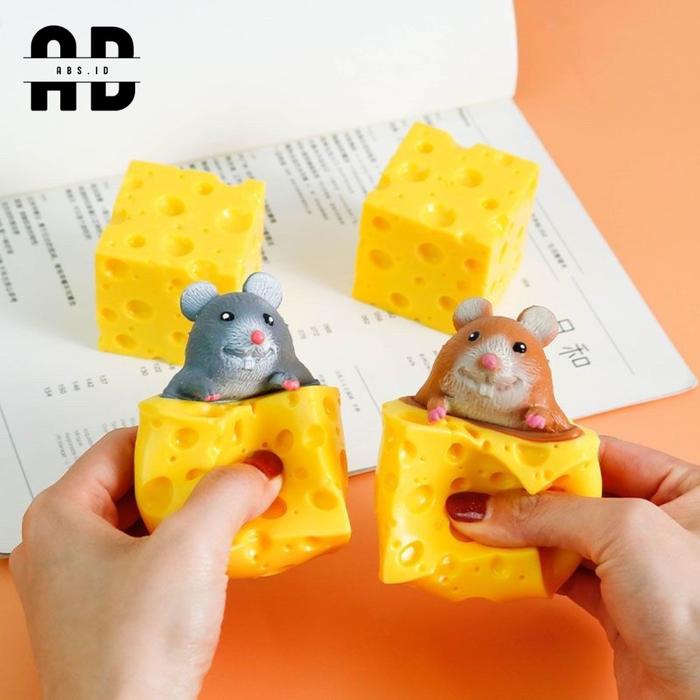 ABS - Mainan Pop it Squishy Karet Silikon / Mainan tikus Keju Lucu Remasan / Mainan Penghilang Stres